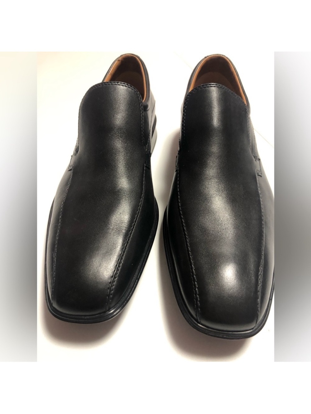 Clarks Black Leather Slip-On Loafers